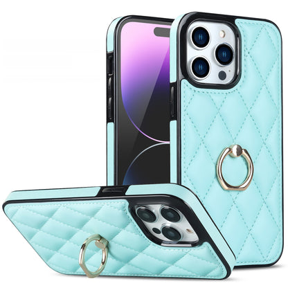 Side-patterned leather checkered stand Apple phone case
