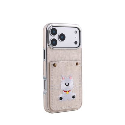 Full-coverage dog embroidered Apple phone case