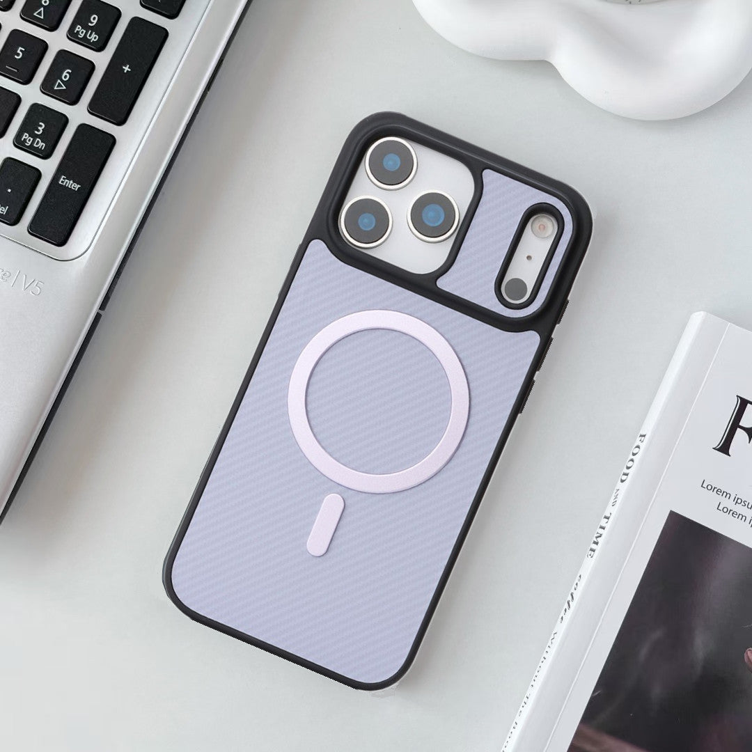 Leather carbon fiber textured magnetic Apple phone case