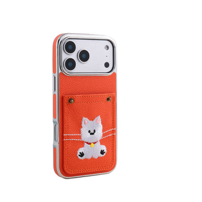 Full-coverage dog embroidered Apple phone case