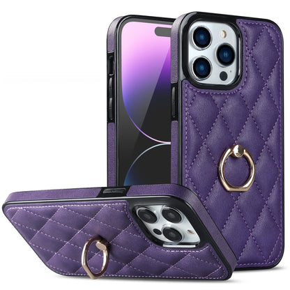 Side-patterned leather checkered stand Apple phone case