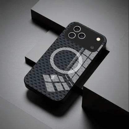 Casing ponsel Apple kaca magnetik putih