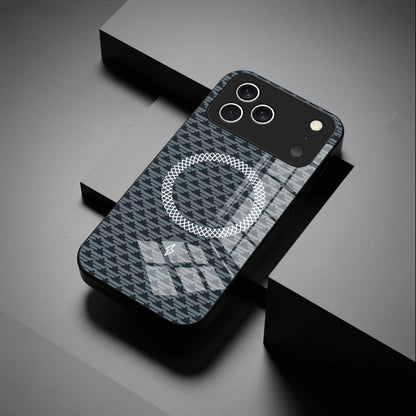 Casing ponsel Apple kaca magnetik putih