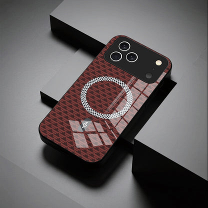 Casing ponsel Apple kaca magnetik putih