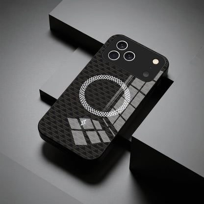 Casing ponsel Apple kaca magnetik putih