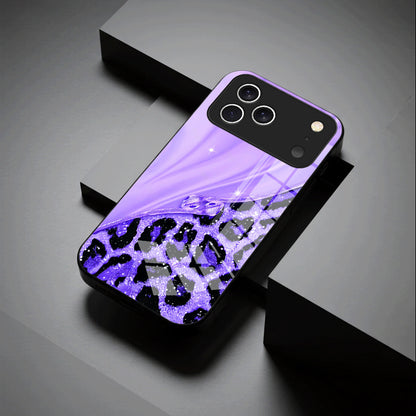 Casing Ponsel Apple Kaca Motif Macan Tutul Mengkilap
