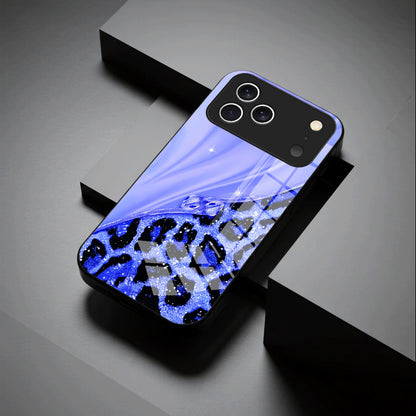 Casing Ponsel Apple Kaca Motif Macan Tutul Mengkilap