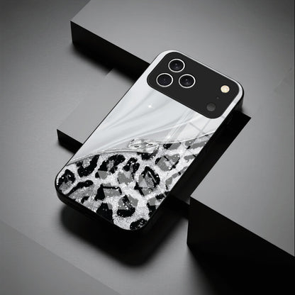 Casing Ponsel Apple Kaca Motif Macan Tutul Mengkilap