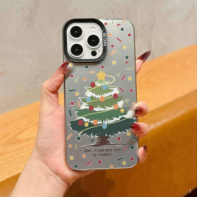 Casing ponsel pohon Natal warna-warni