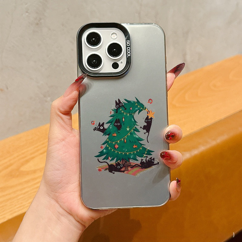 Casing ponsel pohon Natal warna-warni