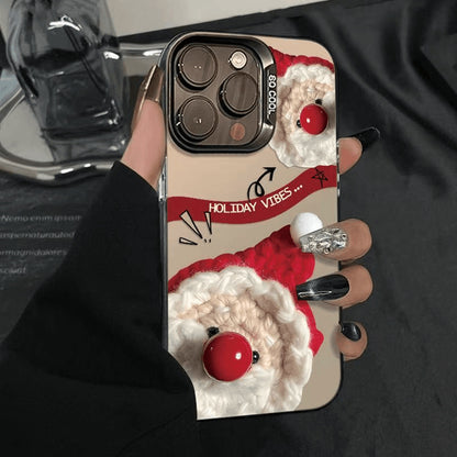 Cute red-nosed Santa Claus Apple phone case