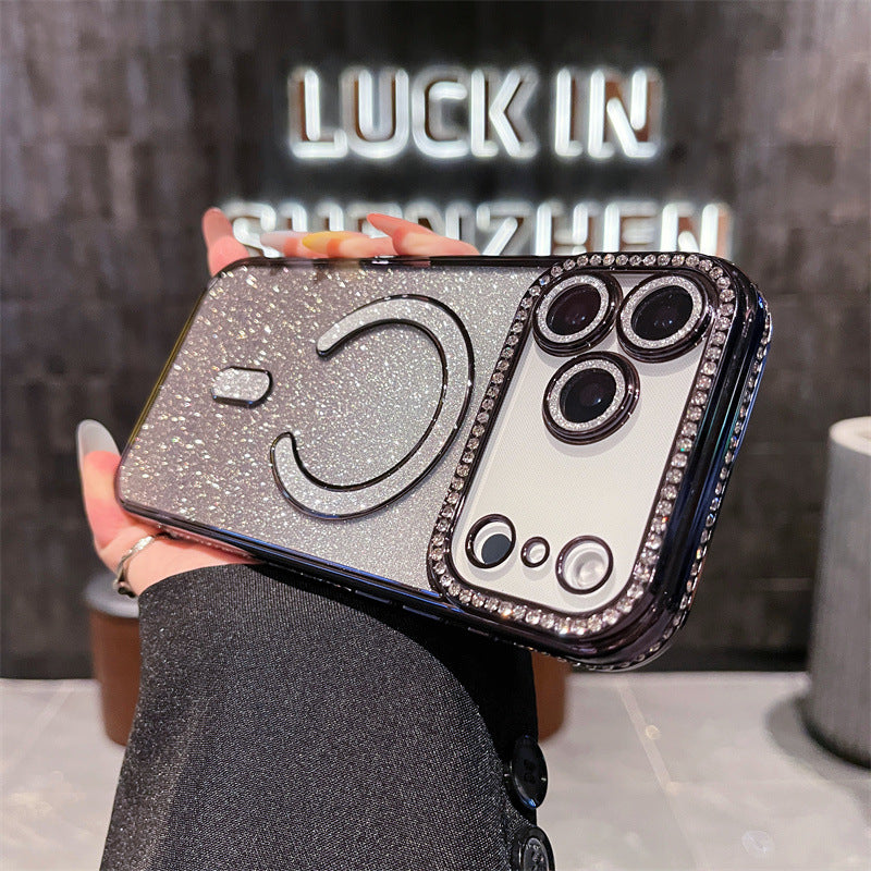 Casing iPhone magnetik glitter berlian