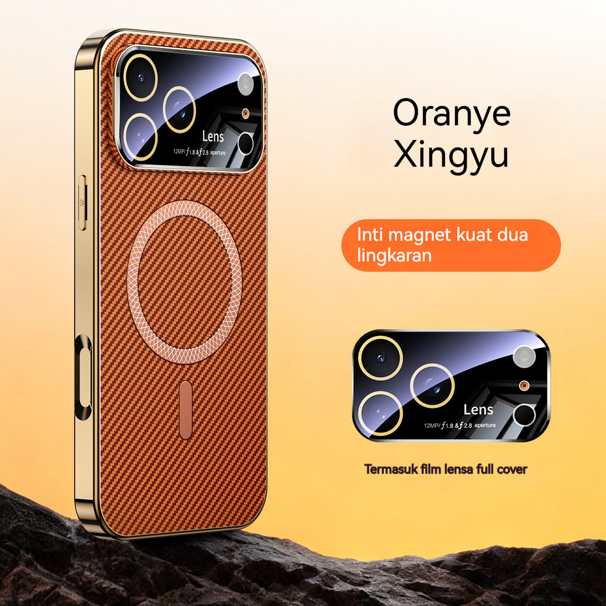 Electroplated soft-edge Kevlar textured magnetic Apple phone case