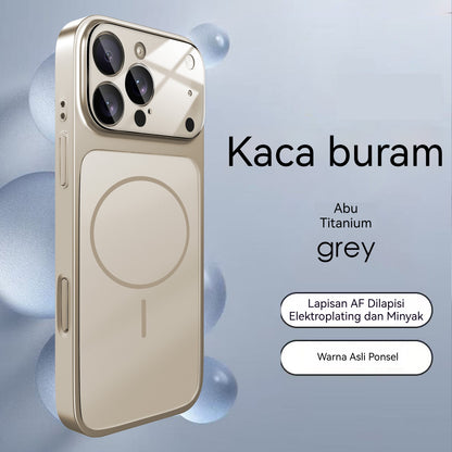 Electroplated glass large window magnetic Apple phone case