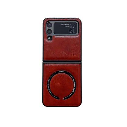 Magnetic Leather Texture Samsung Z Flip Phone Case