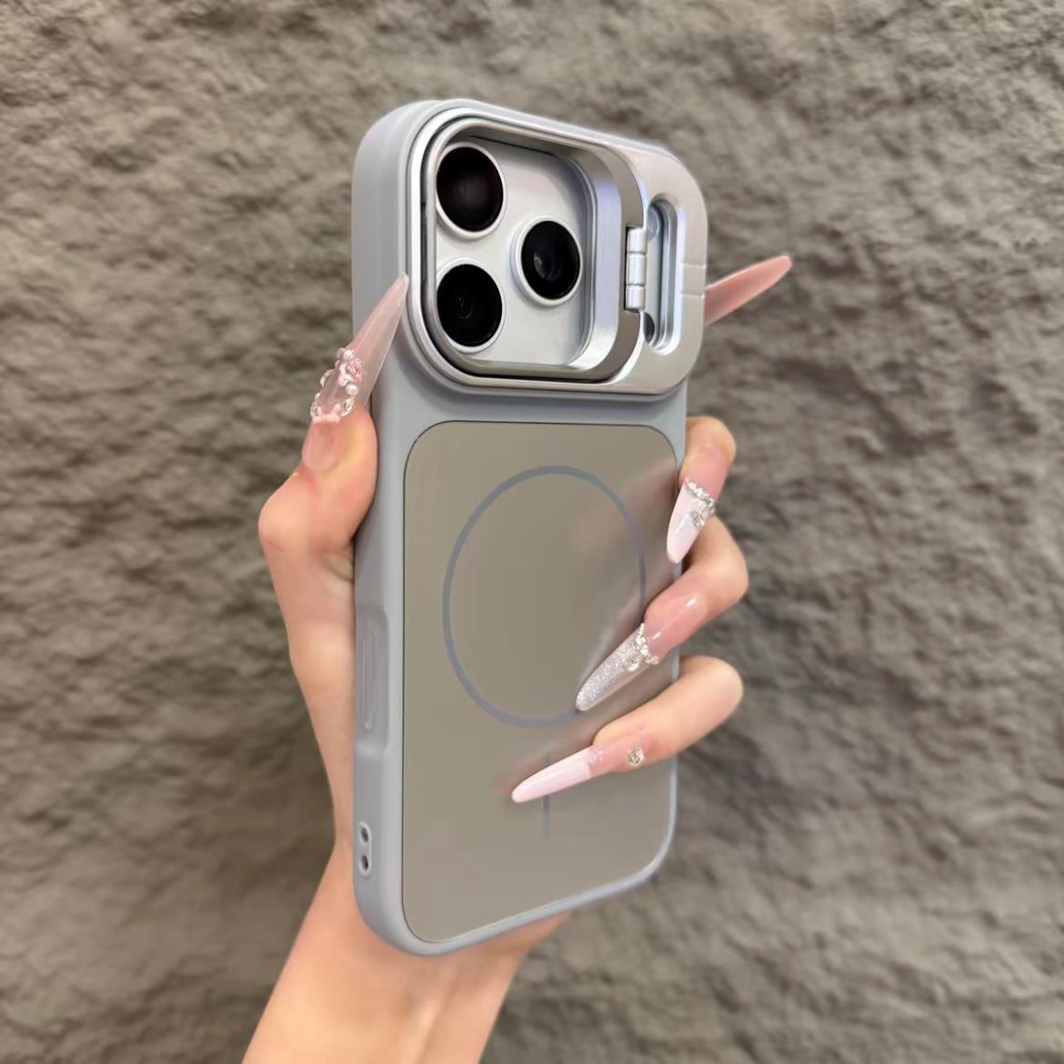 Skin-friendly slim lens holder magnetic Apple phone case
