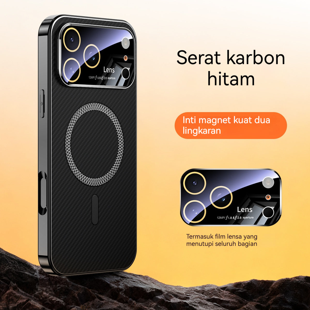 Electroplated soft-edge Kevlar textured magnetic Apple phone case