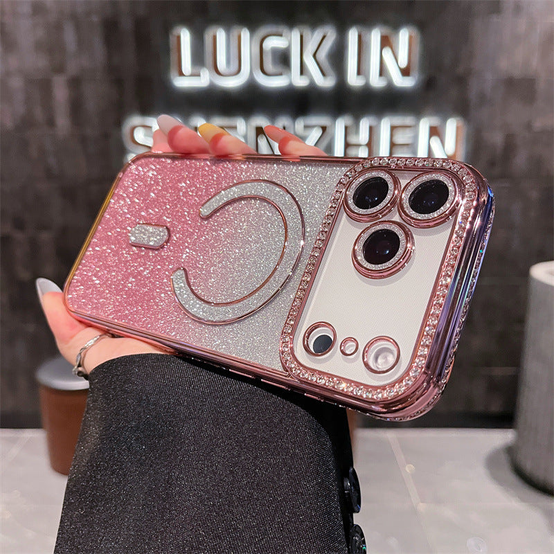 Casing iPhone magnetik glitter berlian