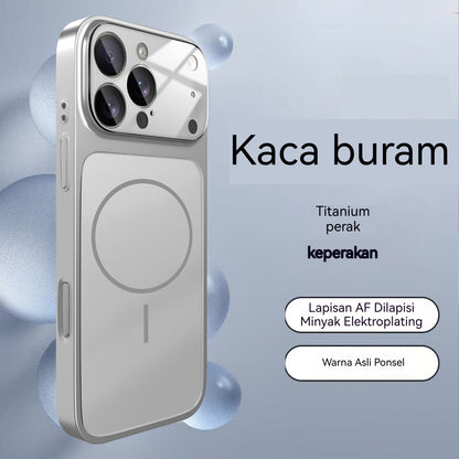 Electroplated glass large window magnetic Apple phone case