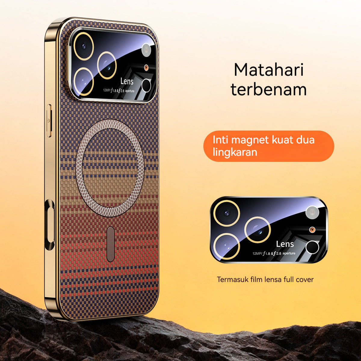 Electroplated soft-edge Kevlar textured magnetic Apple phone case