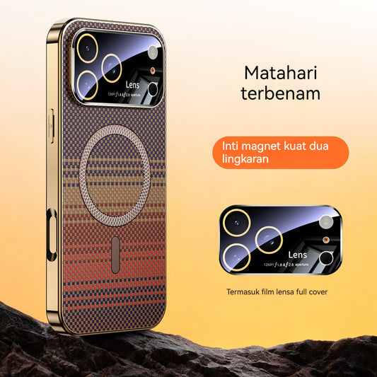 Electroplated soft-edge Kevlar textured magnetic Apple phone case