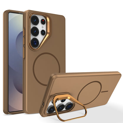 Casing ponsel Samsung dengan dudukan warna solid seperti kulit