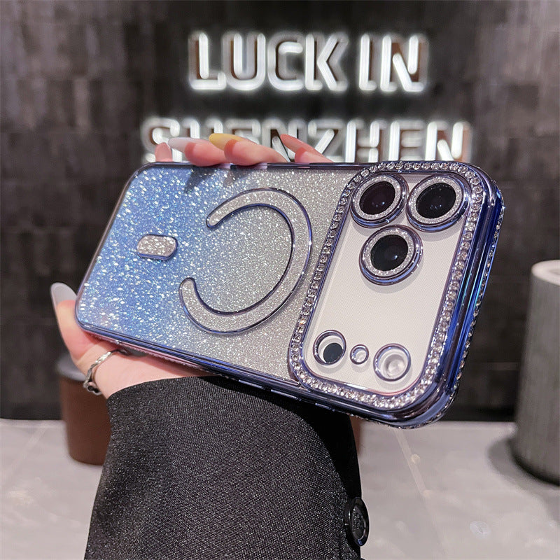 Casing iPhone magnetik glitter berlian