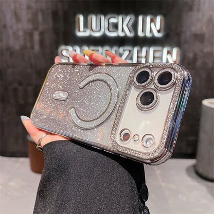 Casing iPhone magnetik glitter berlian