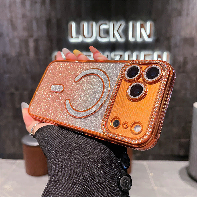 Casing iPhone magnetik glitter berlian