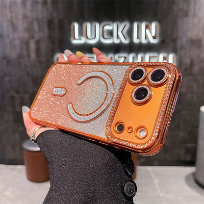 Casing iPhone magnetik glitter berlian