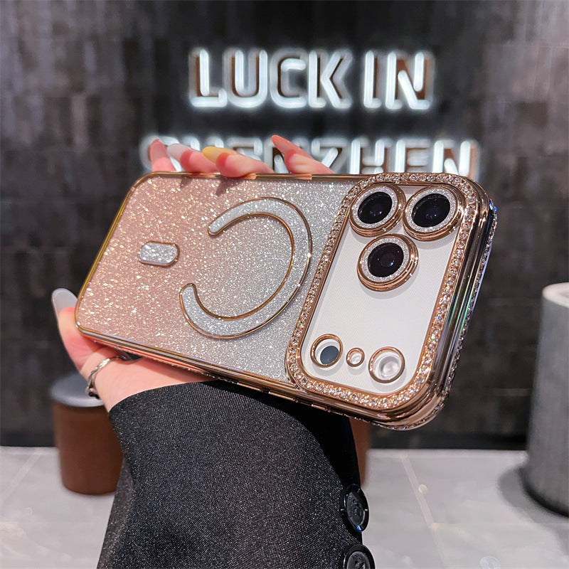 Casing iPhone magnetik glitter berlian